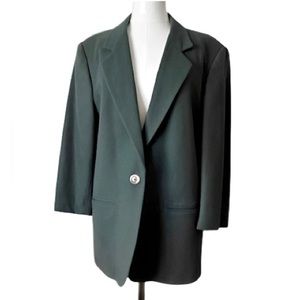 Sag Harbor | 90s Vintage Emerald Green 100% Wool Women’s Blazer | Size 10